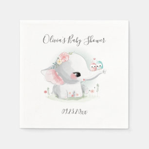 Cute Elephant Personalised Baby Shower Napkin