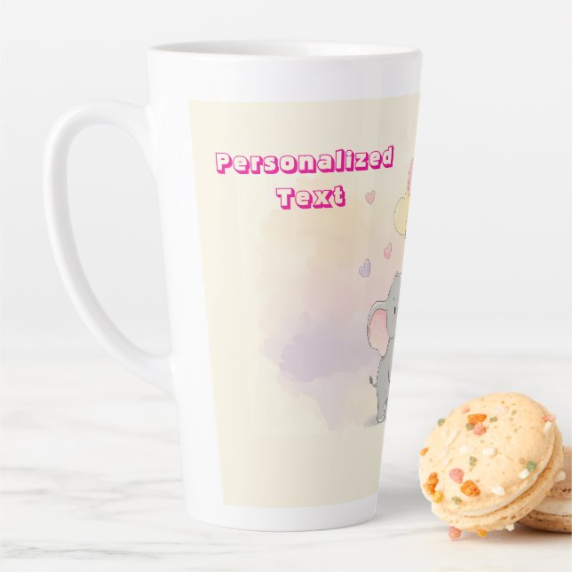 Cute Elephant Personalised Gift for Mum Latte Mug (In Situ)