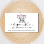 Cute Elephant Pink Diaper Raffle Baby Girl Shower Enclosure Card<br><div class="desc">Cute baby girl shower diaper raffle enclosure card with "diaper raffle" in a stylish soft grey script with swashes and a pastel pink watercolor of a baby girl elephant. Underneath you can easily personalise your diaper raffle message.</div>