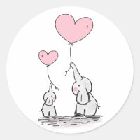 Cute Elephant Pink Heart Balloons Girl Baby Shower