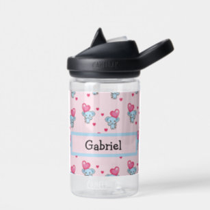 Cute elephant pink pattern water bottle