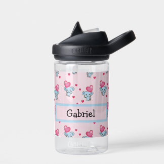 Cute elephant pink pattern water bottle