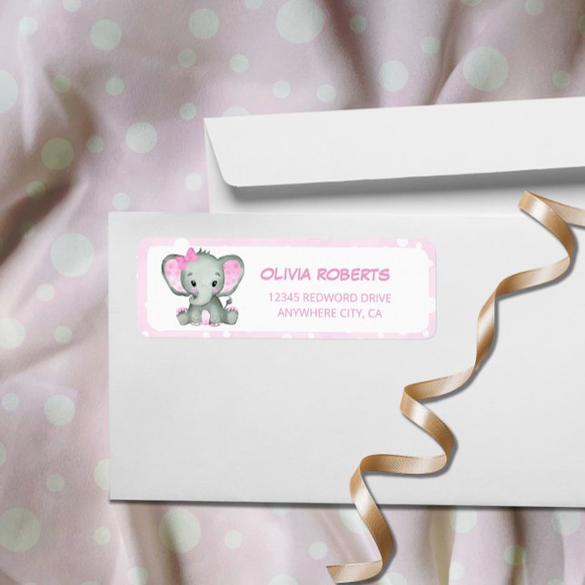 Cute Elephant pink Return Adress (Creator Uploaded)