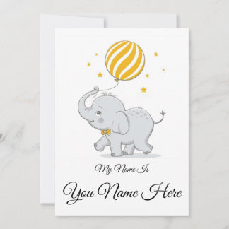 Cute elephant playing ball gift for boy invitation