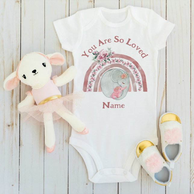 Cute Elephant Rainbow  Baby Bodysuit (Creator Uploaded)