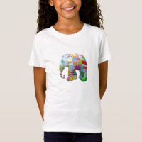 Cute elephant retro patchwork whimsical