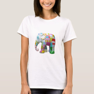 Cute elephant retro patchwork whimsical T-Shirt