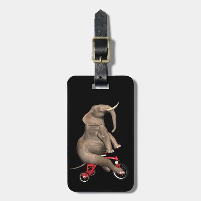 Cute Elephant Riding A Tricycle Luggage Tag (Front Vertical)