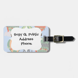 Cute Elephant Riding Hot Air Balloons Rising Luggage Tag