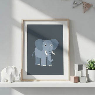Cute Elephant Safari Nursery Wall Art