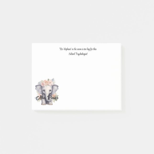 Cute Elephant School Psychologist Quote Therapy  Post-it Notes (Front)