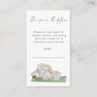 Cute Elephant Script Diaper Raffle Baby Shower Enc