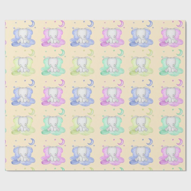 Cute elephant seamless pattern  wrapping paper (Flat)