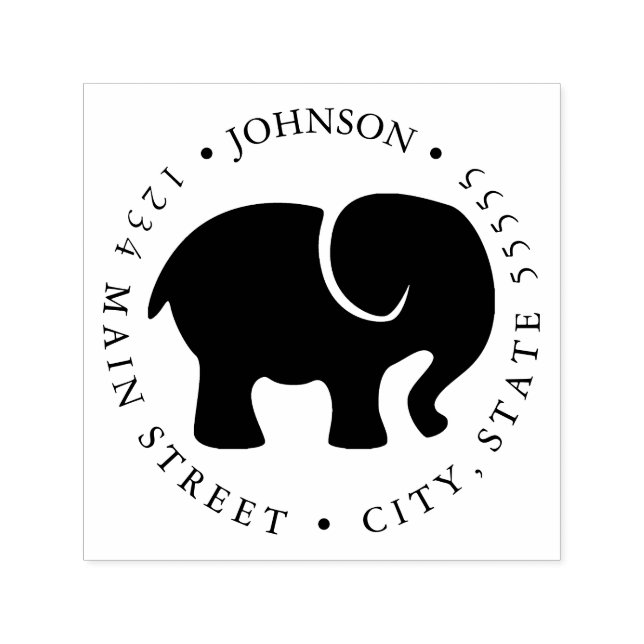 Cute Elephant Silhouette Return Label Self-inking Stamp (Design)