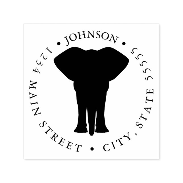 Cute Elephant Silhouette Return Label Self-inking Stamp (Design)