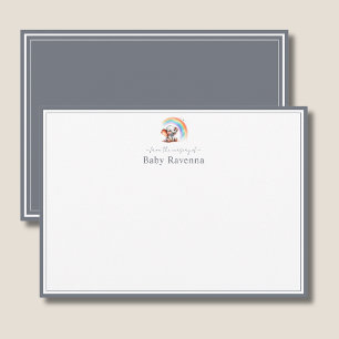 Cute Elephant Slate Gray Chic Nursery Thank You  Card