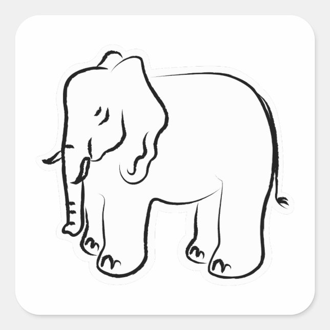 Cute elephant. square sticker (Front)
