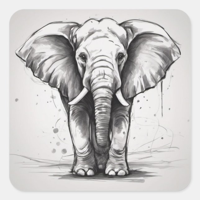Cute Elephant  Square Sticker (Front)
