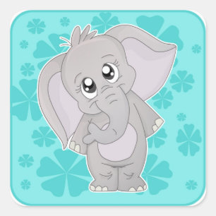 Cute Elephant Sticjer-Square Square Sticker