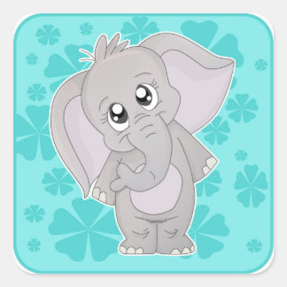 Cute Elephant Sticjer-Square Square Sticker