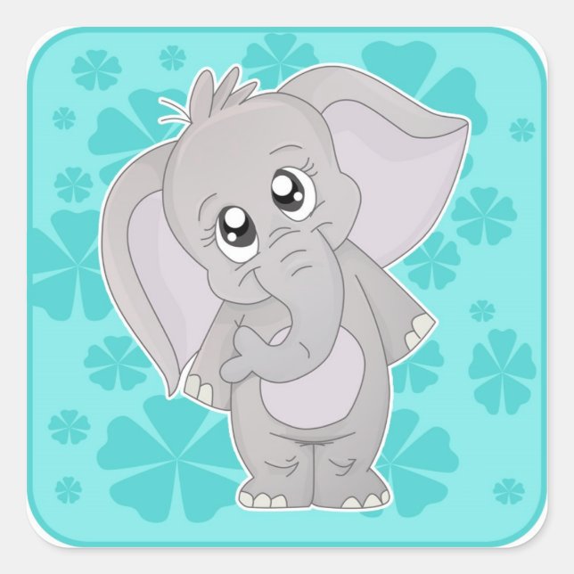 Cute Elephant Sticjer-Square Square Sticker (Front)