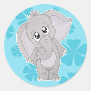 Cute Elephant Sticker- Large Classic Round Sticker