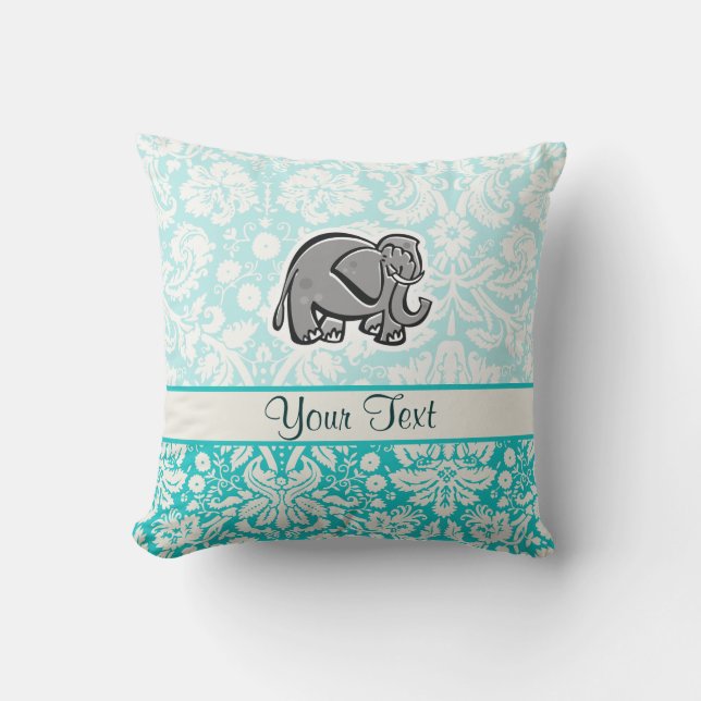 Cute Elephant; teal Cushion (Front)