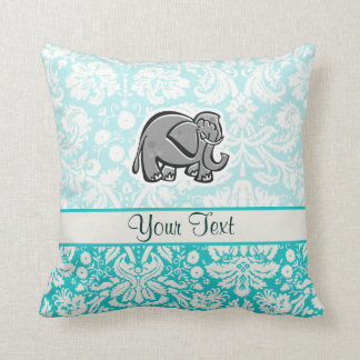 Cute Elephant; teal Cushion