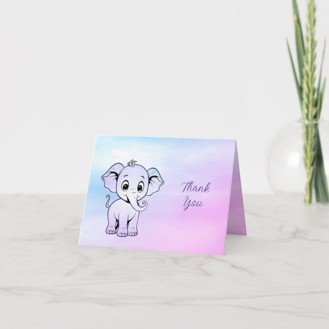 Cute Elephant Thank You Card (Front)