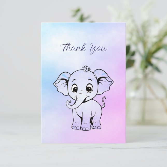 Cute Elephant Thank You Card (Standing Front)