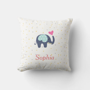 ِCute Elephant Trunk Heart Stars Pattern For Girls Cushion