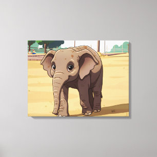 Cute elephant up close canvas print