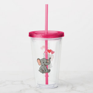Cute elephant valentine's day acrylic tumbler
