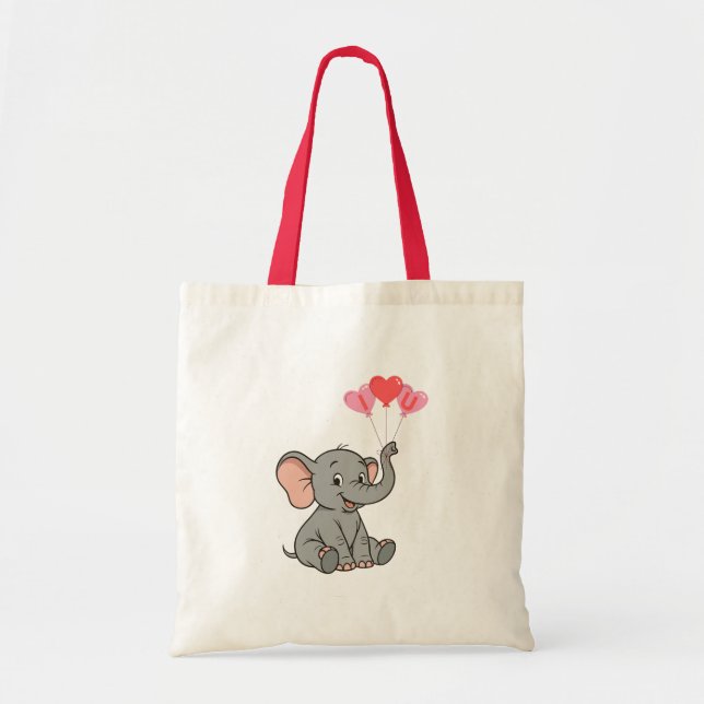 Cute elephant valentine's day   tote bag (Front)
