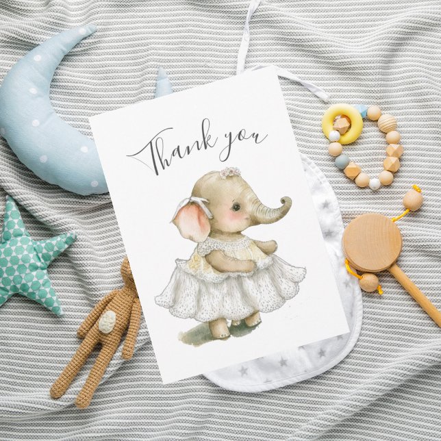 Cute Elephant Watercolor Baby Shower Thank You (Creator Uploaded)