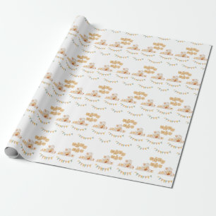 Cute Elephant Watercolor Simple Baby Boy Shower  Wrapping Paper