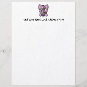 Cute Elephant Wearing Earrings Personalised Letterhead