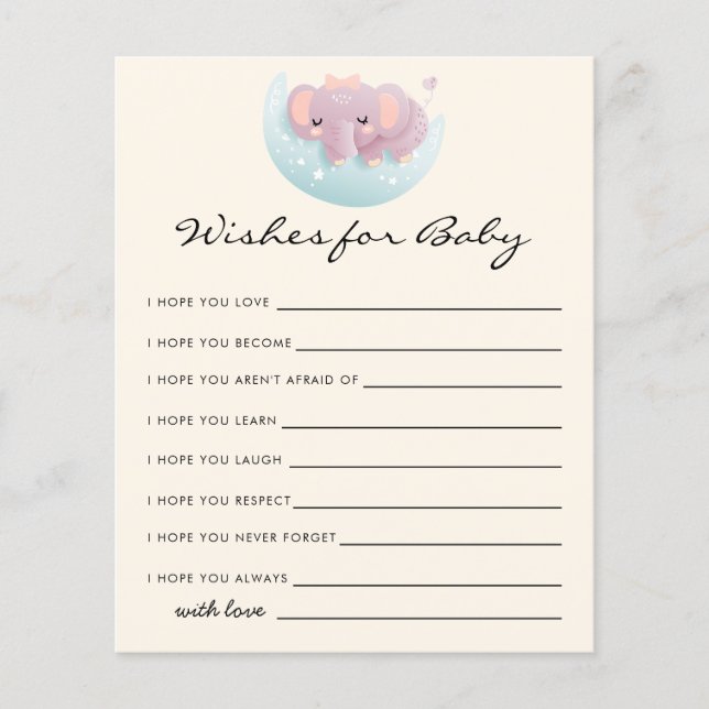 Cute Elephant Wishes for Baby Card (Front)