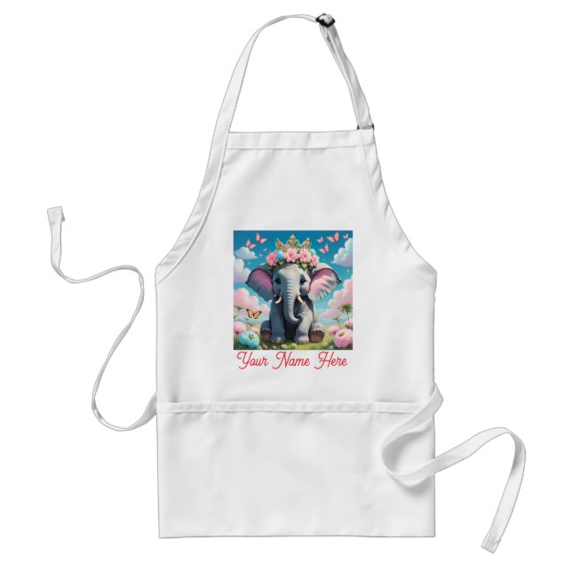 Cute Elephant with a flower crown Standard Apron (Front)