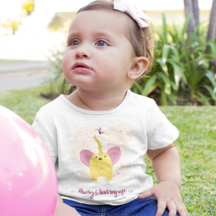 Cute Elephant With Always Looking Up Text Baby T-Shirt