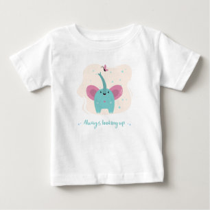 Cute Elephant With Always Looking Up Text Baby T-Shirt