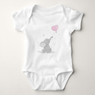 Cute Elephant with Balloon Baby Bodysuit