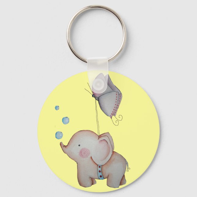 Cute Elephant with butterfly Key Chain (Front)