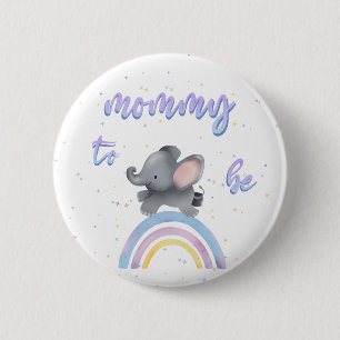 Cute Elephant with Colorful Rainbow Mommy-to-be 6 Cm Round Badge