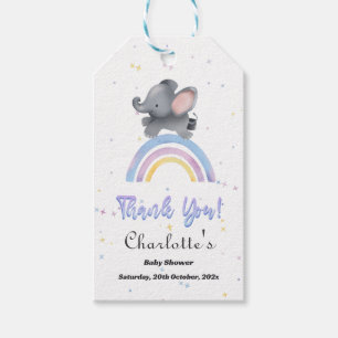 Cute Elephant with Colourful Rainbow Baby Shower Gift Tags