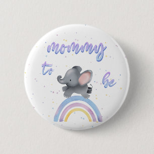 Cute Elephant with Colourful Rainbow Mummy-to-be 6 Cm Round Badge
