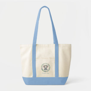 Cute Elephant with Florals Tote Bag