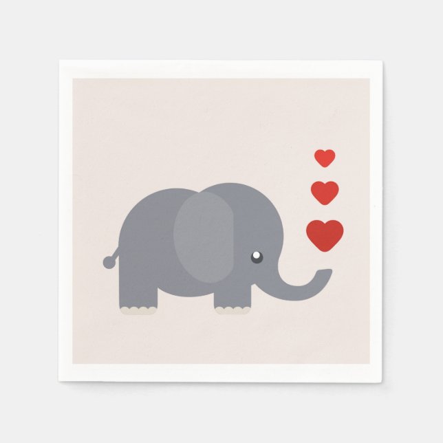 Cute elephant with hearts whimsical children's napkin (Front)