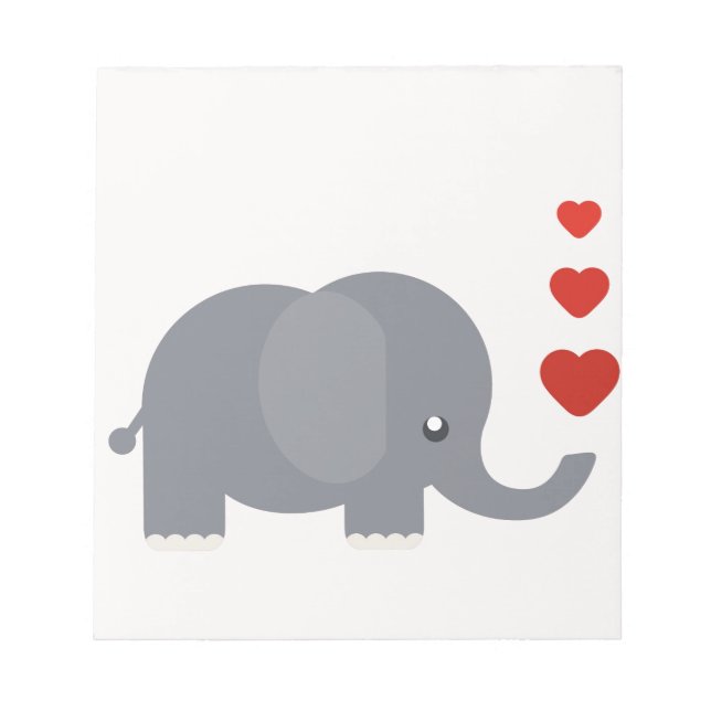 Cute elephant with hearts whimsical love notepad (Front)