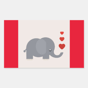 Cute elephant with hearts whimsical love rectangular sticker